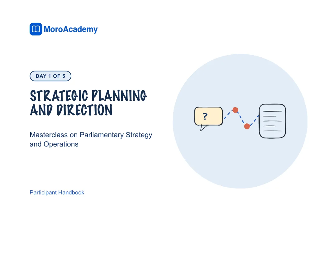 The handbook page: Day 1. Strategic planning and direction. Turn an office priority into a plan, from foundation and strategy to the annual plan and accountability.